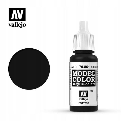 VALLEJO FARBA MODEL COLOR 170 GLOSS BLACK 70861