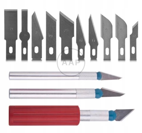 NÓŻ MODELARSKI SKALPEL NOŻYK ZESTAW 13 OSTRZY ETUI