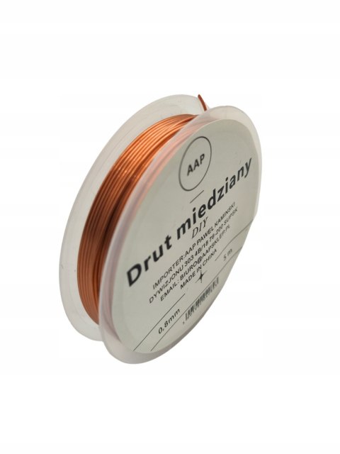 DRUT MIEDZIANY 0,8 mm 5m MODELARSKI JUBILERSKI DO RĘKODZIEŁA