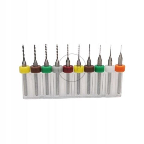 ZESTAW MINI WIERTEŁ DO PCB 0,3-1,2MM 10 SZTUK 11444