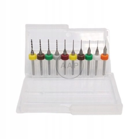 ZESTAW MINI WIERTEŁ DO PCB 0,3-1,2MM 10 SZTUK 11444