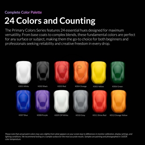 GAAHLERI - KALEIDO COLOR WORKS - ZESTAW 12 FARB 20 ML DO AEROGRAFU + GRATIS