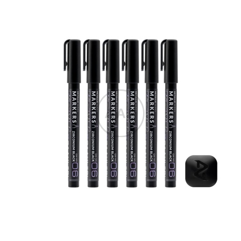 GAAHLERI - MARKER METALICZNY ZIRCONIUM BLACK 6 SZTUK GM-MS06-6
