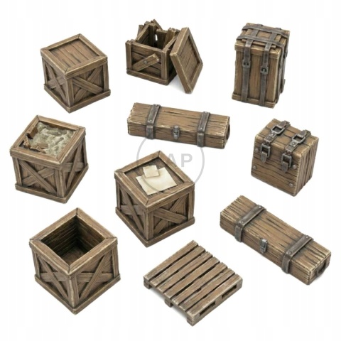GREEN STUFF WORLD - DRUK 3D - DREWNIANE SKRZYNIE 14 SZT 1:48 12682