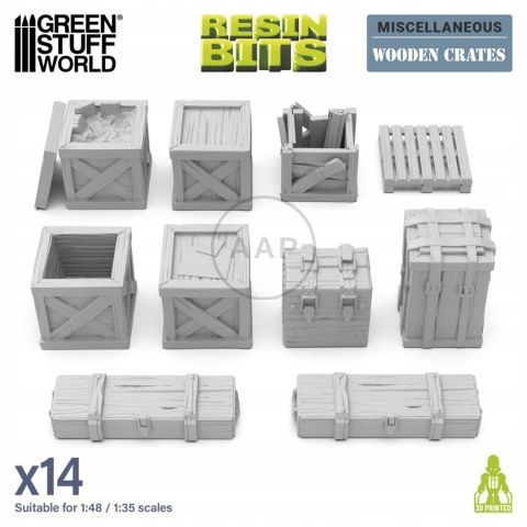GREEN STUFF WORLD - DRUK 3D - DREWNIANE SKRZYNIE 14 SZT 1:48 12682