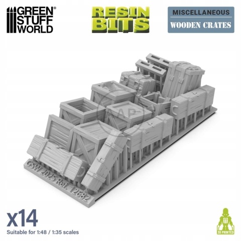 GREEN STUFF WORLD - DRUK 3D - DREWNIANE SKRZYNIE 14 SZT 1:48 12682