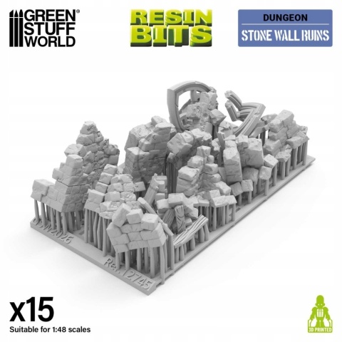 GREEN STUFF WORLD - DUNGEONS & FANTASY - STONE WALL RUINS - RUINY MURU