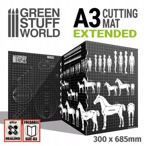 GREEN STUFF WORLD - MATA DO CIĘCIA A3+ CZARNA SZEROKA 30x68,5 cm 2556