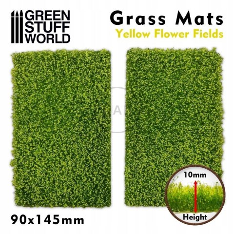 GREEN STUFF WORLD - MATA Z TRAWY DO CIĘCIA 90x145 mm ŻÓŁTE KWIATY 10341