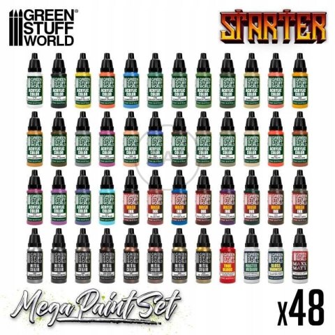 GREEN STUFF WORLD - STARTER SET PAINT - ZESTAW STARTOWY 48 FARB