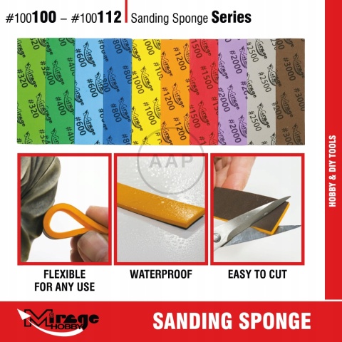 MIRAGE 100107 GĄBKI DO SZLIFOWANIA SANDING SPONGE #1000 6 SZT