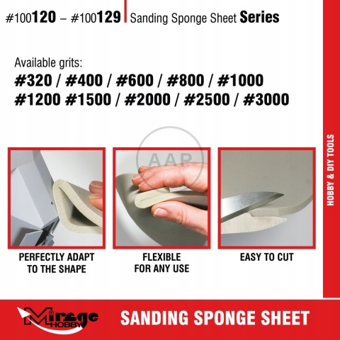 MIRAGE 100122 GĄBKA ŚCIERNA SANDING SPONGE SHEET #600