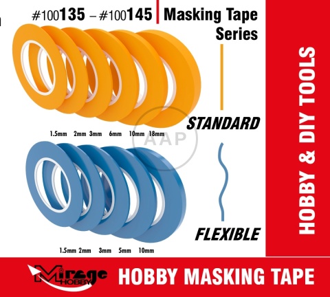 MIRAGE TAŚMA MASKUJĄCA ELASTYCZNA 100141 FLEXIBLE MASKING TAPE 1.5mm (18m)