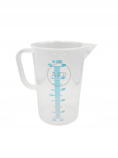 ZLEWKA PLASTIKOWA PP Z UCHEM MIARKA Z PODZIAŁKĄ 500 ML